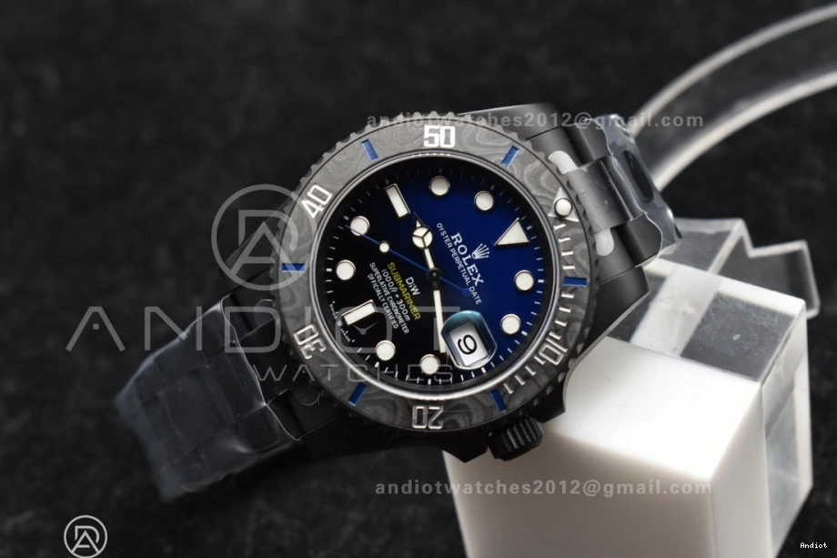 Sandblasted DIW Bracelet Dial Best Edition DLC on VS3135 Blue Submariner VSF 1:1 DLC Black 0117